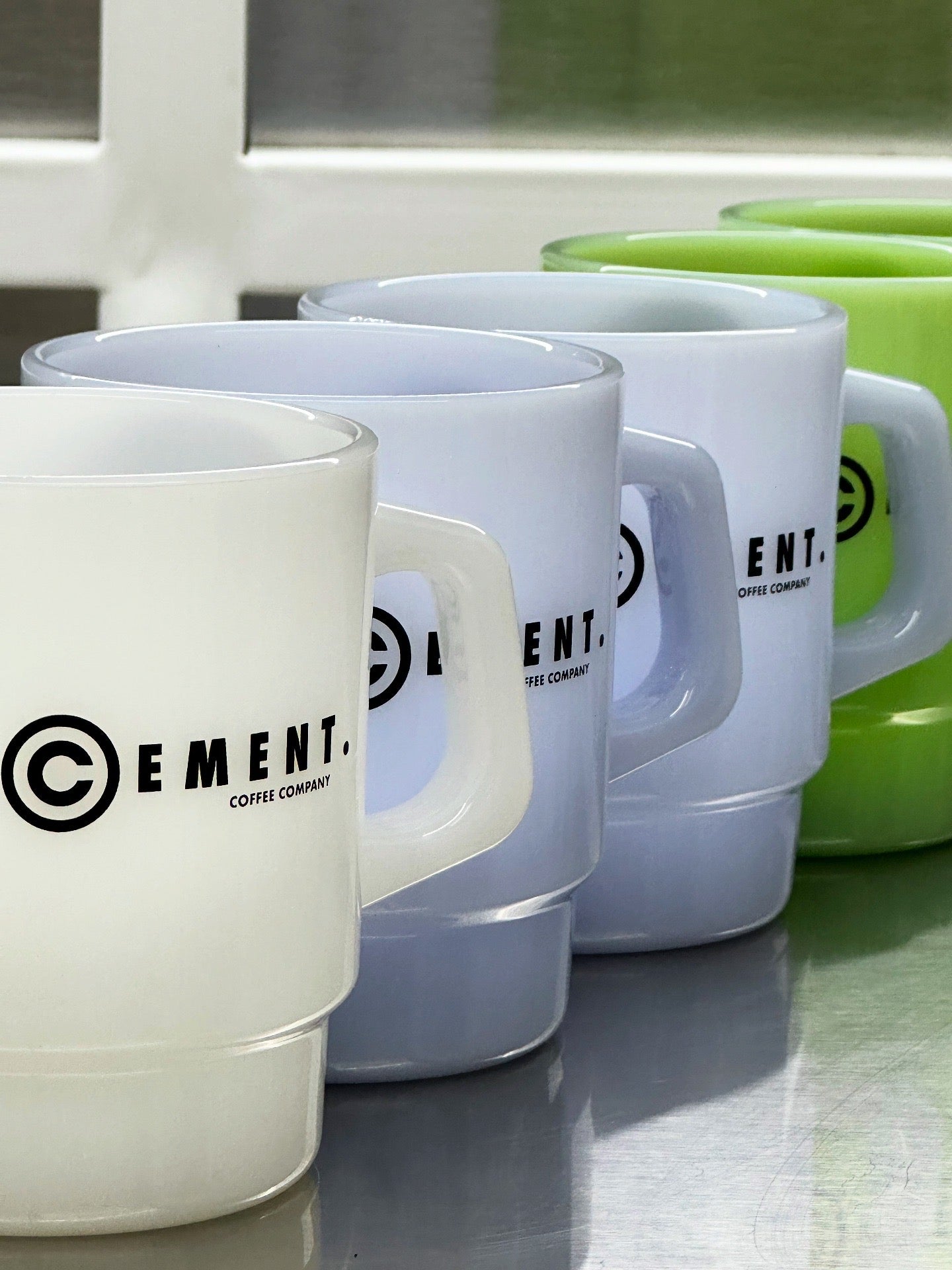 Cement Coffee Company Milk Glass Coffee Mug 13.5oz - White